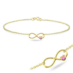 Infinity Symbol with Heart CZ Silver Anklet ANK-320-GP